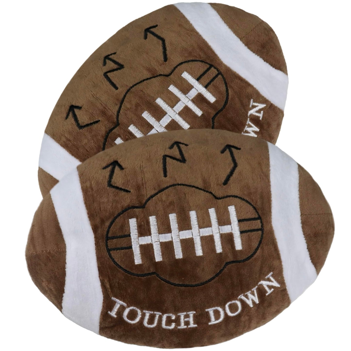 GiftExpress 2 Pack Football Plush Pillows - 12" Soft Fluffy Cotton Stuffed Football Shaped Throw Cushion Decor - Cuddly Game Day Sports Gifts for Kids