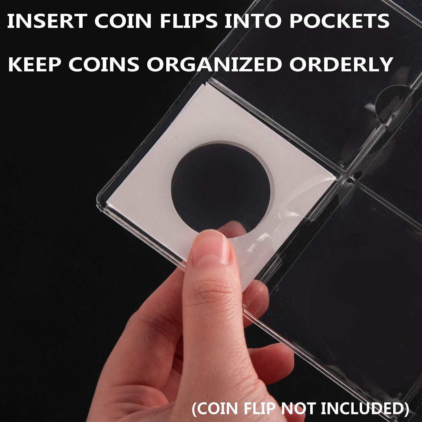Uncle Paul Coin Binder Sheets for 2" x 2" Cardboard Holders - 200 Pockets for Coin Flips Compatible with Coin Collecting Binder of 4-Ring(A4 Size)
