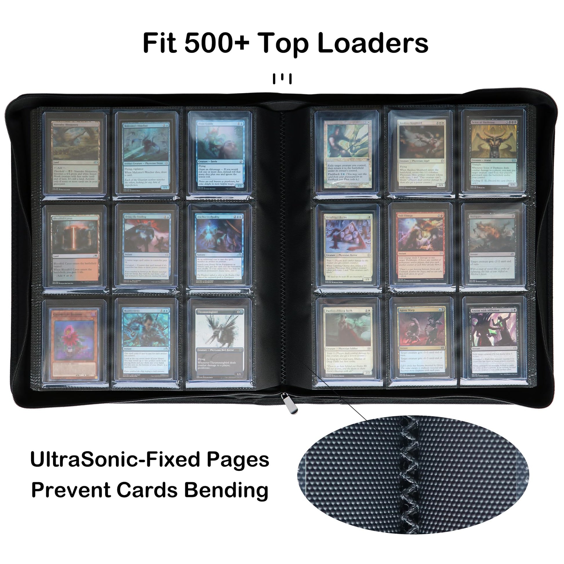 Alteagle Top loader Binder, Holds 504 Top loaders, 9-Pocket Top Loader Binders with Sleeves for TCG & Sports Cards in 3'' x 4'' Top loaders
