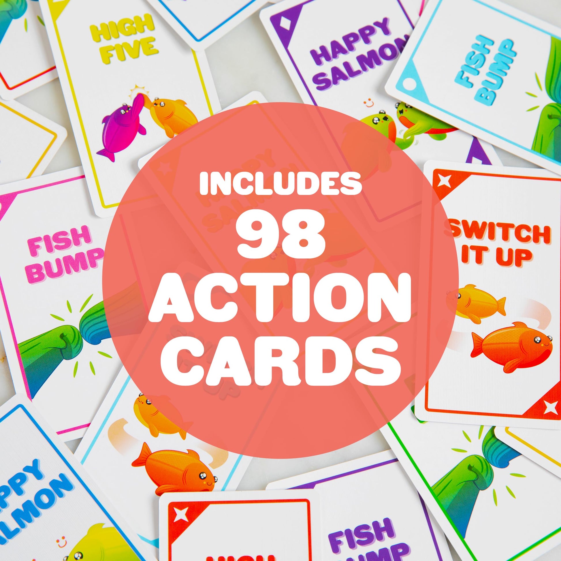 Exploding Kittens Happy Salmon 3-8 Players - Ages 6+ - 90 Second Rounds - Easy to Learn Quick Matching Card Game - Party Game, Family Game Night, Kid