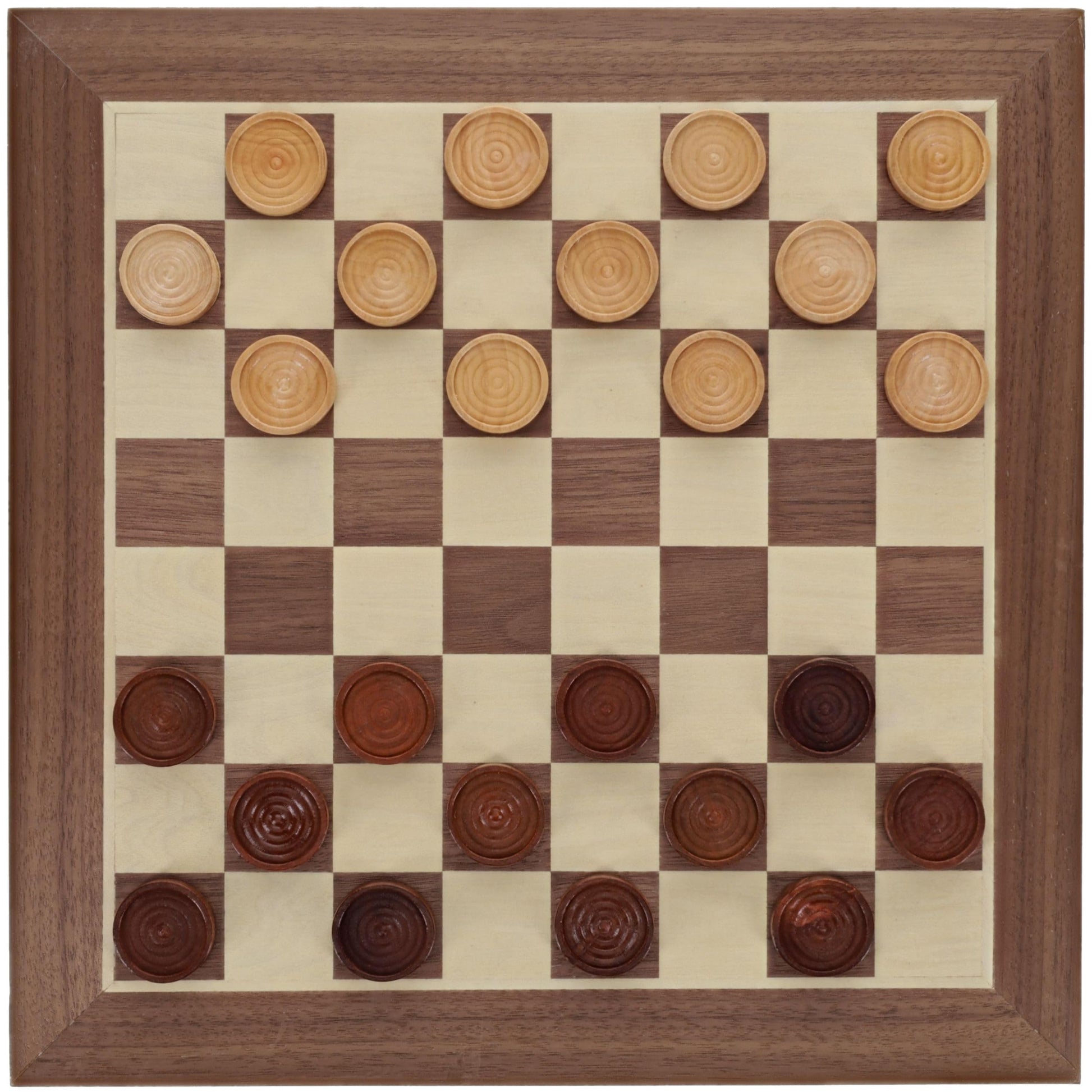 WE Games Old School Wooden Checkers Set Walnut and Natural Stain - 12 Inch Classic Board Game for Strategy Play, Gatherings, and Game Nights