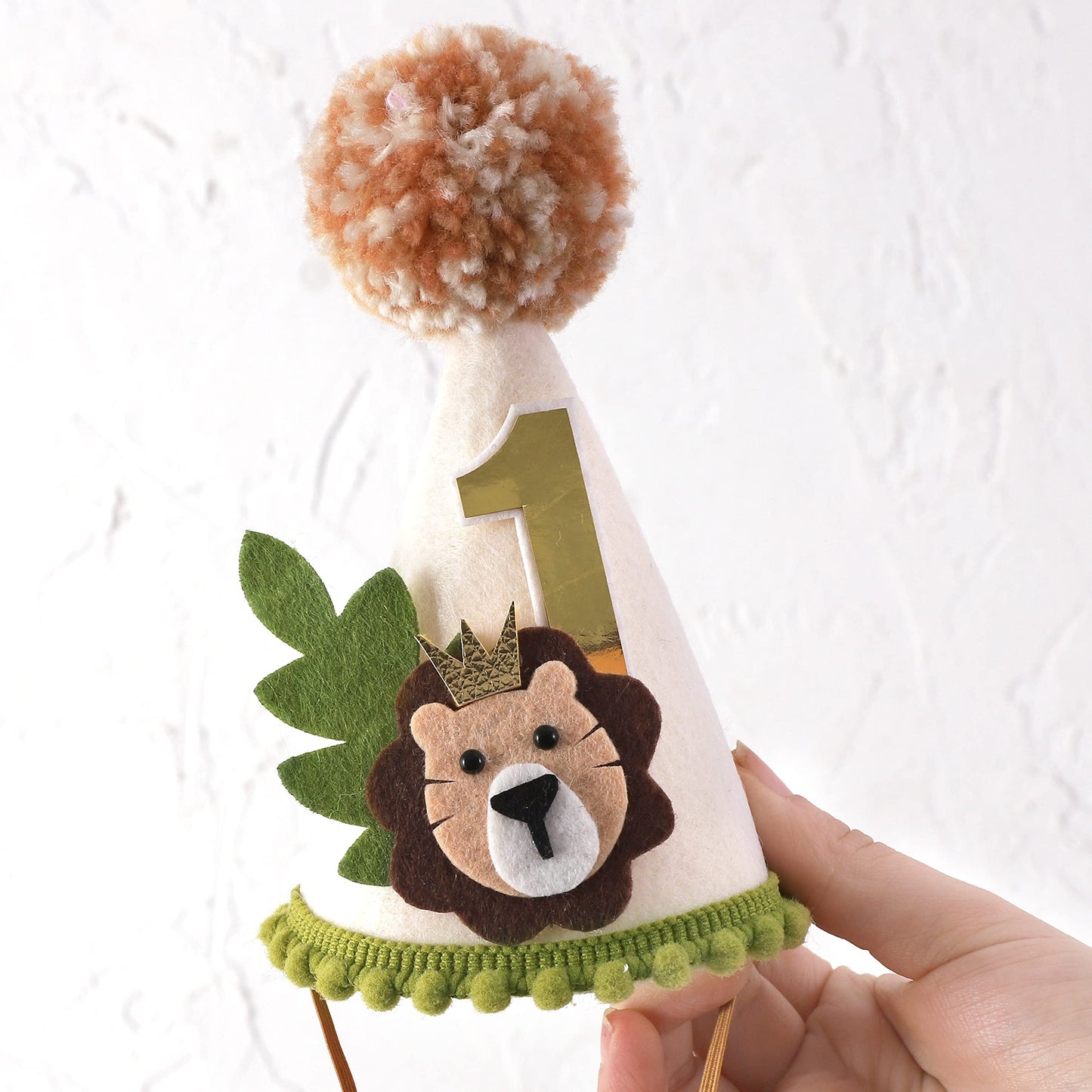 Lion Theme First Birthday Crown - Wild One Jungle Safari Decoration for Boys