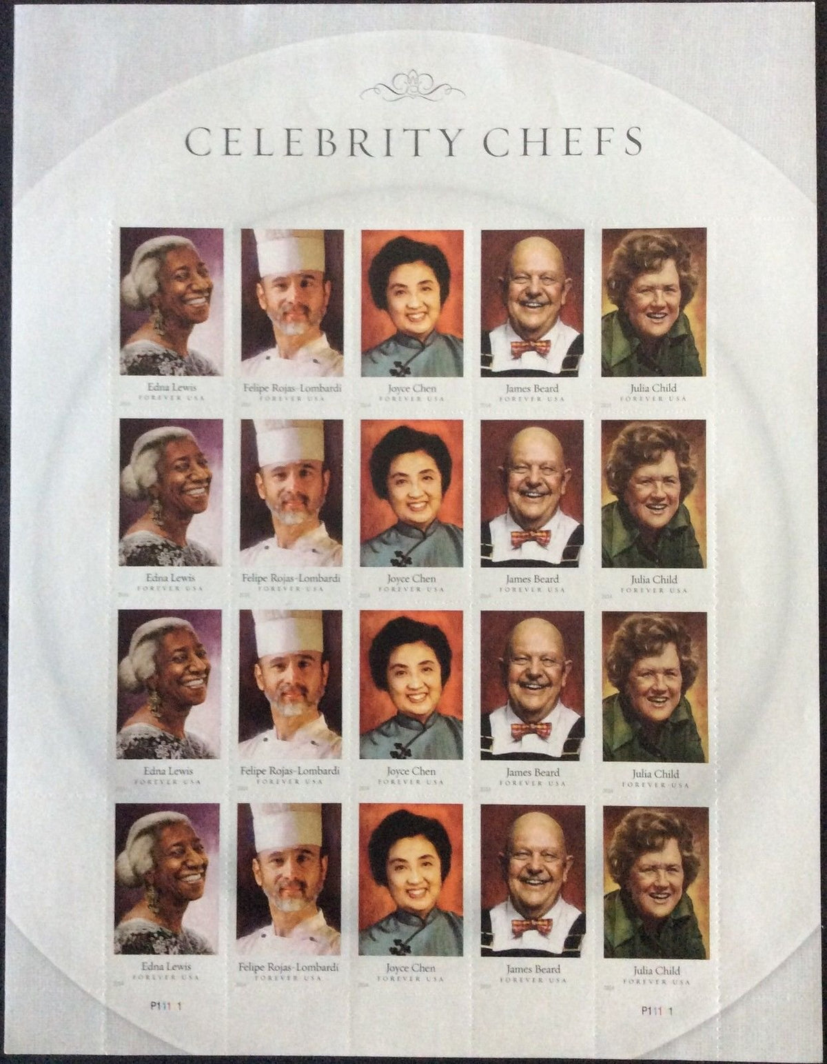 Celebrity Chefs - Sheet of 20 Forever Stamps Scott 4922-26
