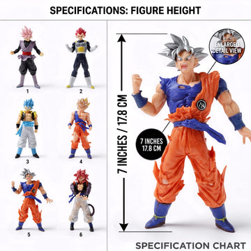 YXCTZKVX Anime PVC Action Figures 6PCS 6.5-8 Inch Dynamic Pose Collectible Statue Set for Fans Gift Display