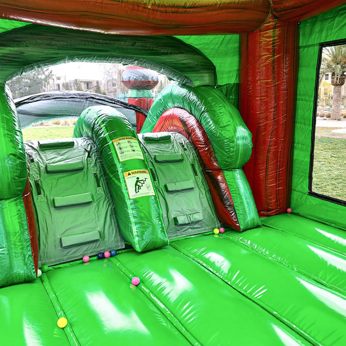 JumpOrange 13’ x 31’ x 15’ Midnight Bounce House with Dual Lane Slide; 15oz Commercial Grade PVC Vinyl, with Basketball Hoop and Blower for Kids