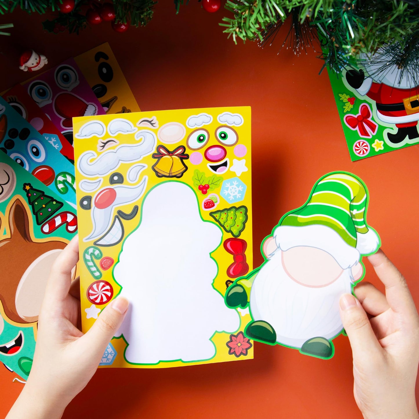 JOYIN 24 Pcs Christmas Make-a-face Stickers, Make Your Own Characters Mix and Match Sticker Sheets with Santa Claus, Snowman, Reindeer, Elf for Kids