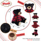 DolliBu Plush Black Bear with Red Plaid Hoodie - Soft Huggable Wild Life Bear, Adorable Playtime Zoo Black Bear Plush, Cute Cuddle Gift for Kids