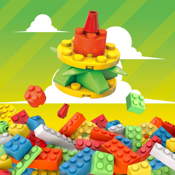 MEGA Construx Kids Blocks Toy Set, Open-Ended Building Bricks Tube with 140 Pieces in Fluorescent Colors, Ages 4+ Years