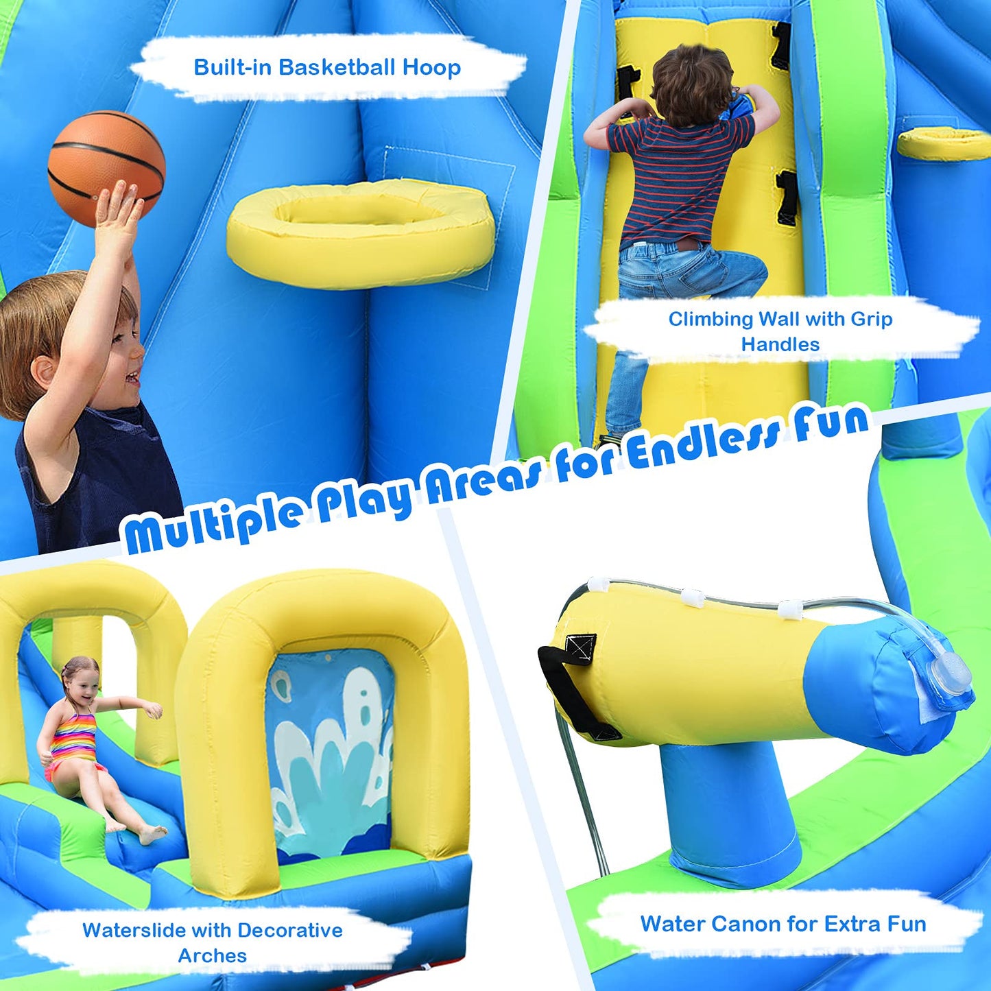 KOTEK Inflatable Water Slide for Kids Backyard Fun, with 750W Blower