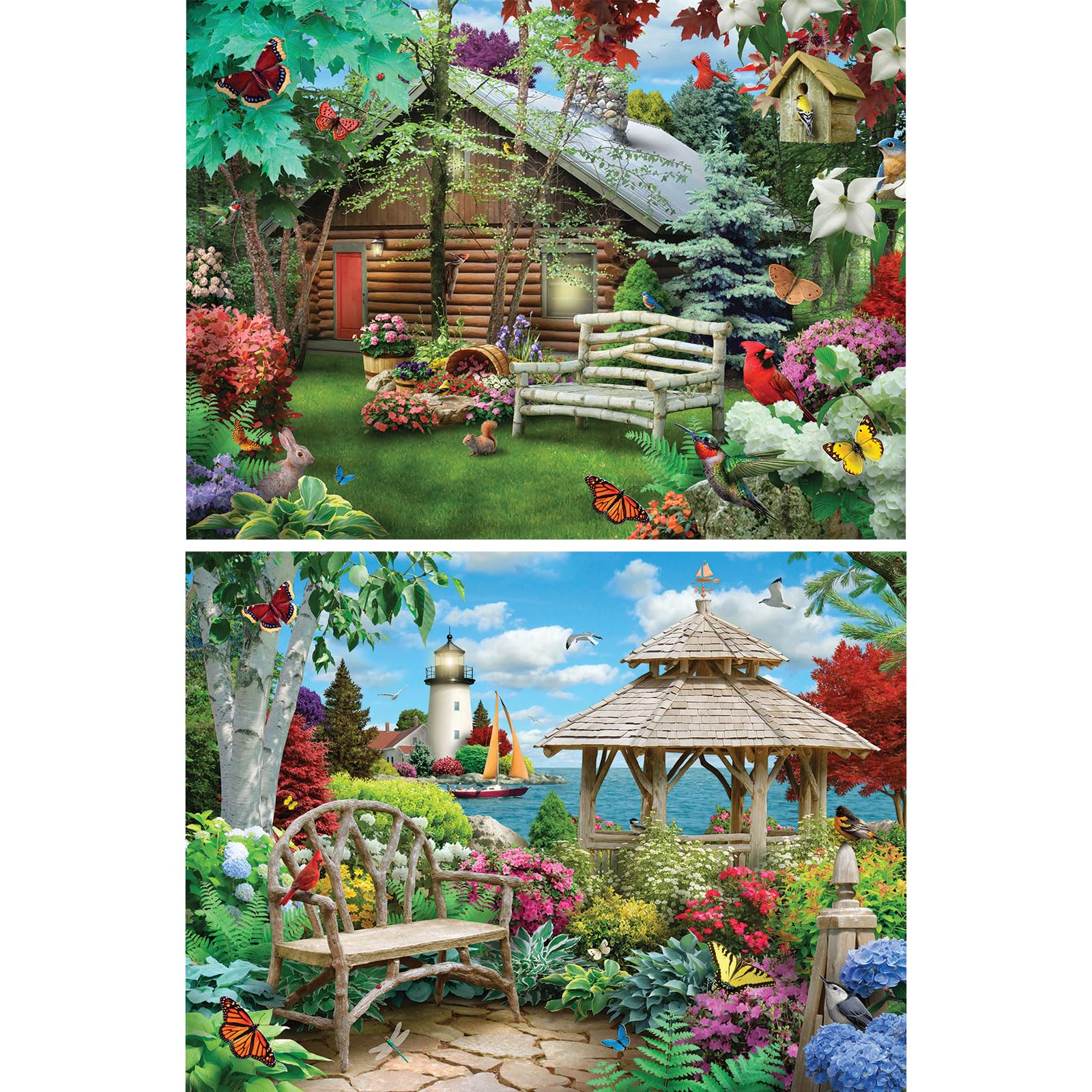 Bits and Pieces - Value Set of (2) 300 Piece Jigsaw Puzzles for Adults - Each Puzzle Measures 18" x 24" - 300 pc Nature Ocean Woods Jigsaws by Artist