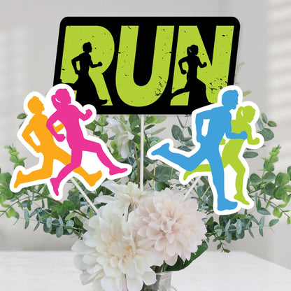 Big Dot of Happiness Set the Pace - Running - Track, Cross Country or Marathon Party Centerpiece Sticks - Table Toppers - Set of 15