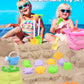 Collapsible Beach Sand Toys for Kids Toddlers with Sand Bucket, Marine Animal Molds, Castle Building Molds, Shovels, Storage Mesh Bag, Travel Sand