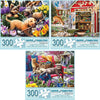 Bits and Pieces - Value Set of Three (3) - 300 Piece Jigsaw Puzzles for Adults - Spring Collection Large Piece Jigsaws by Artist Larry Jones - 18” x