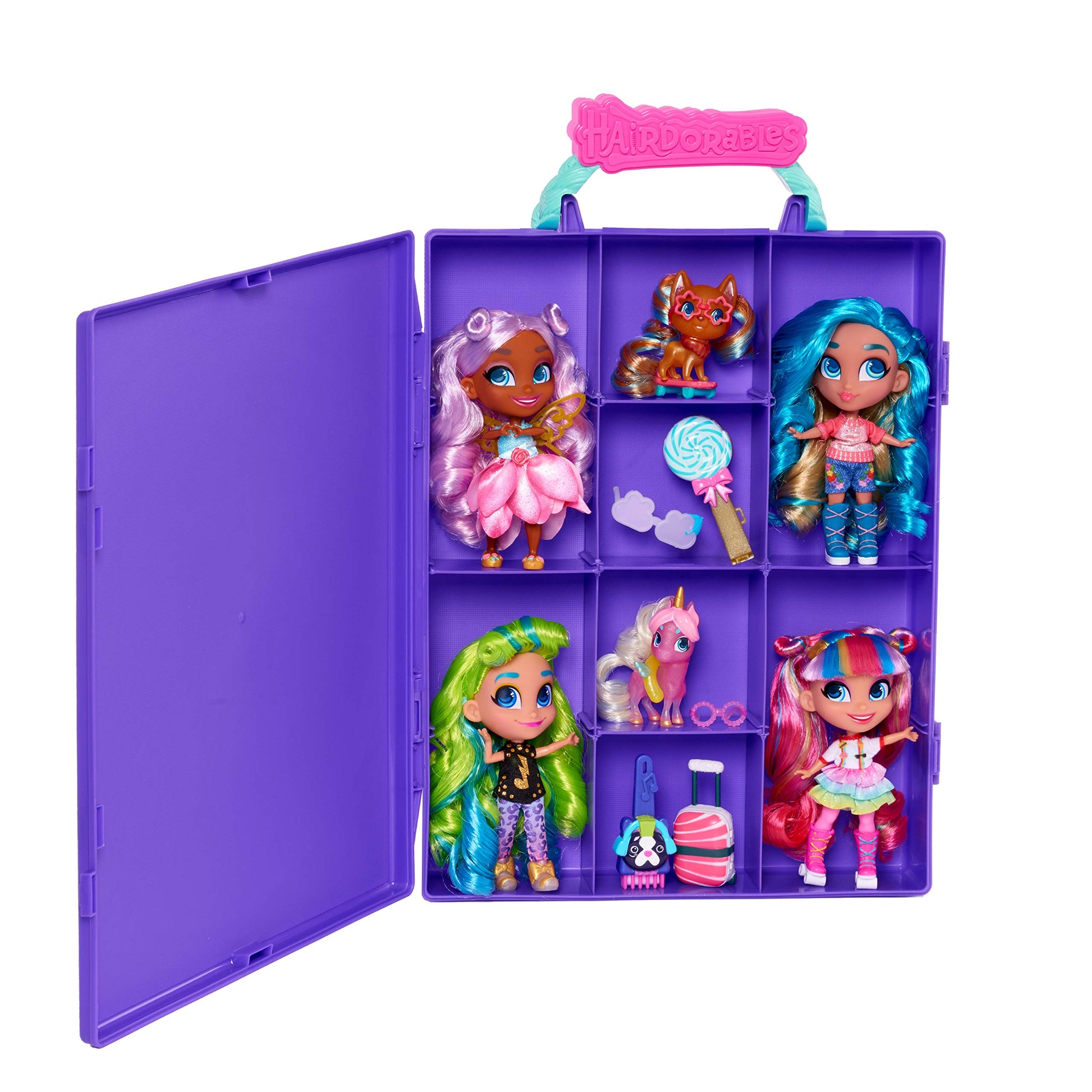 Hairdorables Storage Case, Store and Carry Up to 6 Hairdorables Dolls, Dolls Not Included, Kids Toys for Ages 3 Up, Amazon Exclusive by Just Play