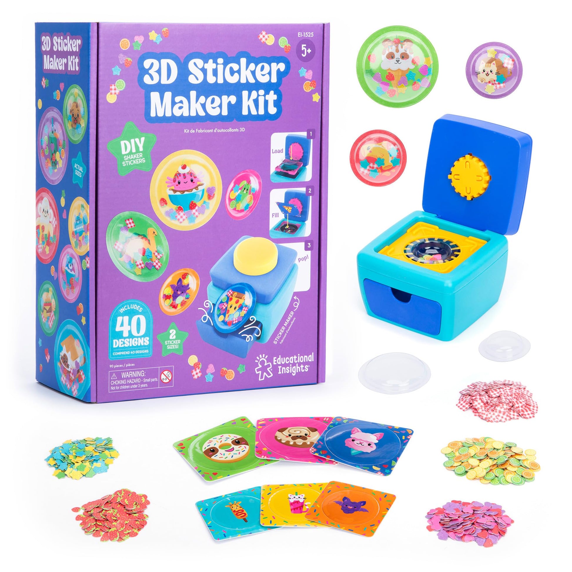 Educational Insights 3D Sticker Maker Kit - Arts and Crafts for Kids Ages 4-8, Make Your Own 3D Stickers, Sticker Making Machine, DIY Puffy Stickers