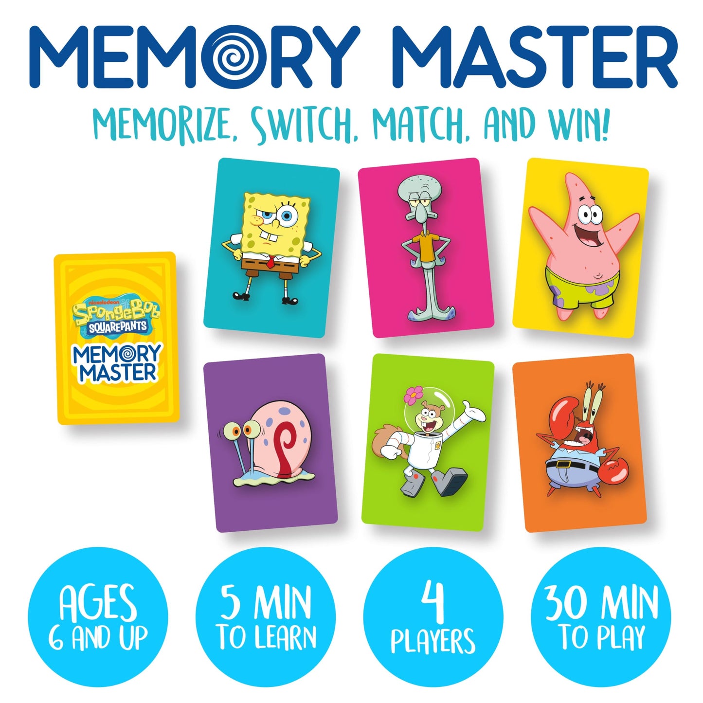 Aquarius Spongebob Squarepants Memory Master Card Game - Fun Family Party Game - Entertaining Game Night Gift - Officially Licensed Merchandise