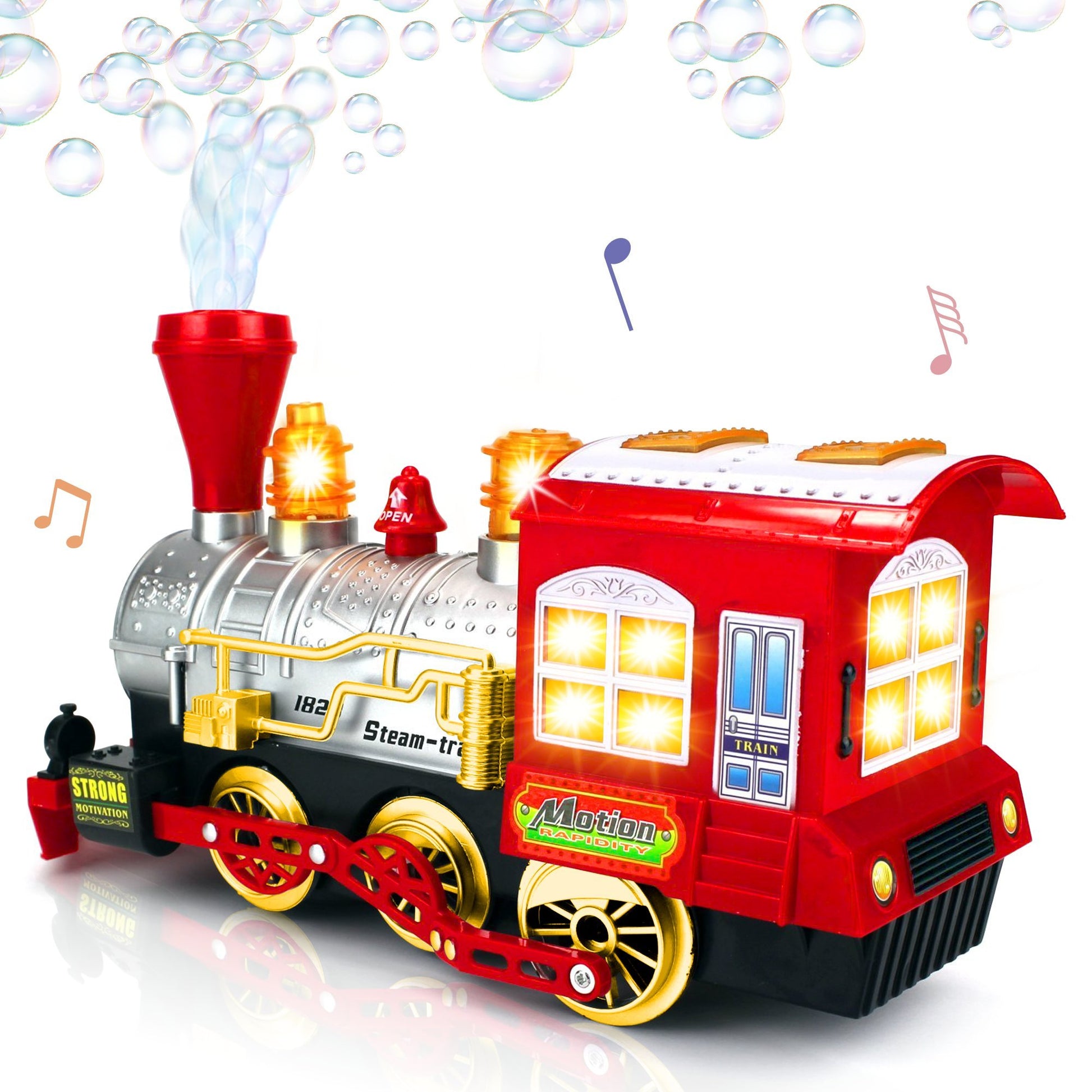 ArtCreativity Christmas Train Toy Bubble Machine for Kids, Bubble Blower Maker, Bubble Music Train for Kids with Lights & Sounds, Toddler Outdoor