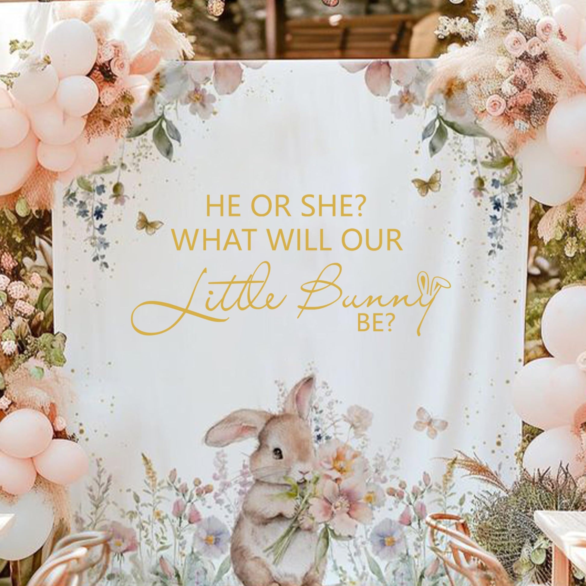 ZAIBIANHAO HE or SHE What Will Our Little Bunny Be Decal - Spring Easter Baby Shower Decorations,Some Bunny Party Decor for Balloon Archs,Rabbit Theme