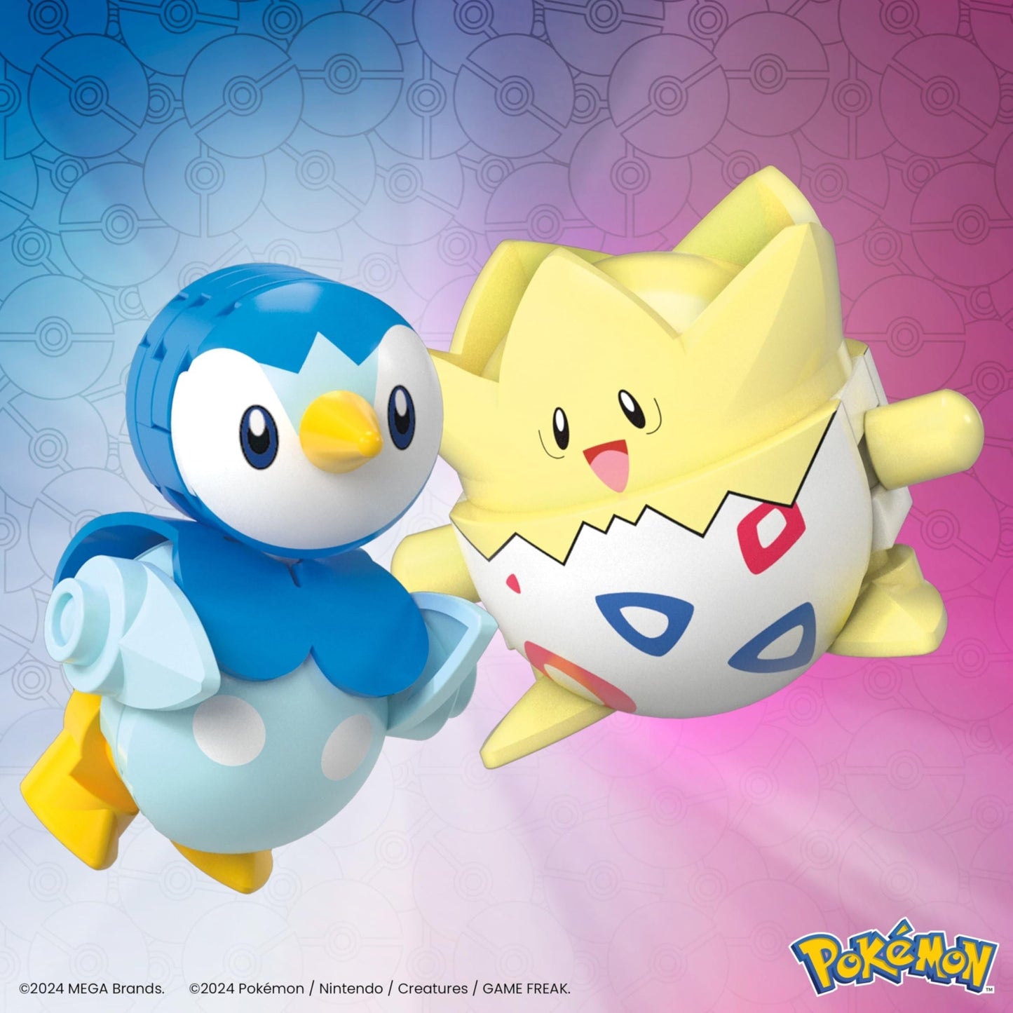 MEGA Pokémon Action Figure Building Toys Set, Poké Ball 2-Pack, Togepi and Piplup with 41 Pieces, for Kids