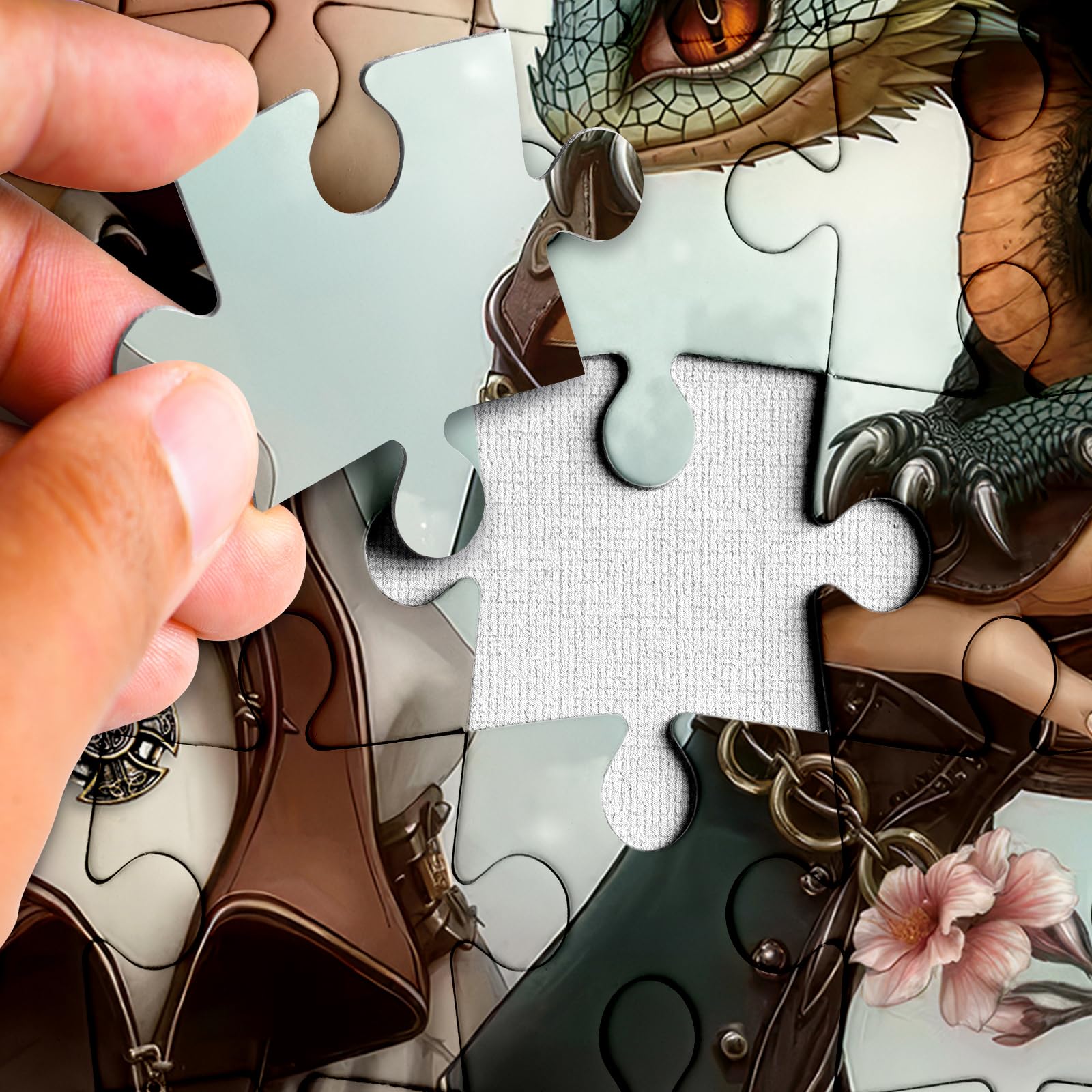 Magic Woman Dragon Puzzles for Adults 1000 Pieces, Fantasy Vintage Flower Jigsaw Puzzle, Impossible Difficult Art Puzzles