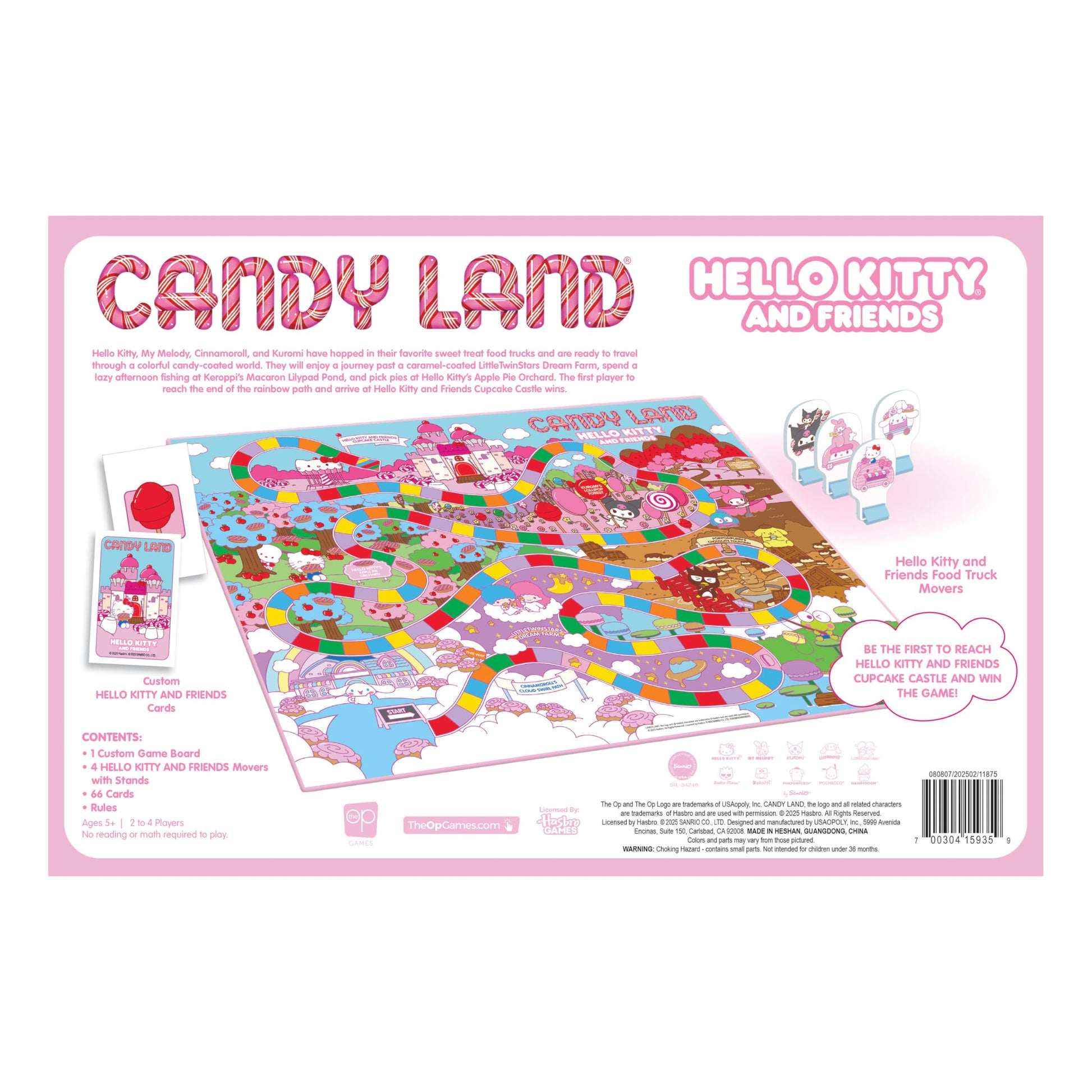 Candy Land: Hello Kitty & Friends Board Game, Play as Hello Kitty, My Melody, Cinnamoroll & Kuromi, Preschool & Family Board Game for Ages 5 +, 2-4