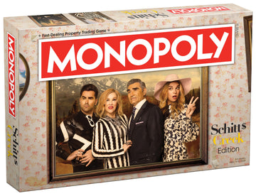 Monopoly Schitt's Creek | Game Tokens Include Bebe Crow, Patrick's Guitar, Rosebud Motel Key & More | Officially Licensed and Collectible Monopoly
