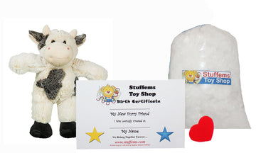 Stuffems Toy Shop Make Your Own Stuffed Animal Mini 8 Inch Bessie Mae Moo-Cho the Cow Kit - No Sewing Required!