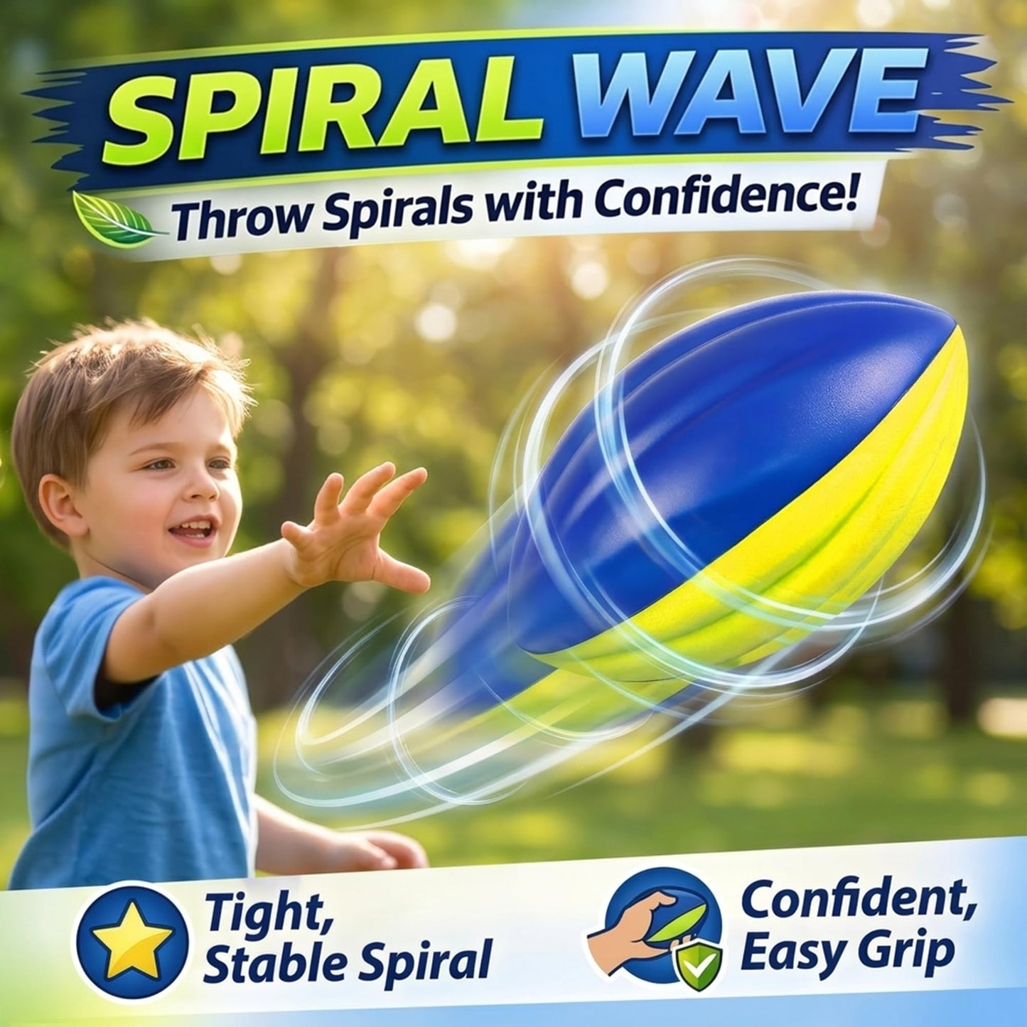 3-Pack Soft Foam Footballs for Kids, 8.5" Spiral Youth Training Balls