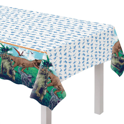 Jurassic World Into The Wild Plastic Table Cover - 54" x 96" (1 Piece) - Vibrant Dinosaur Design - Ideal for Parties & Events,