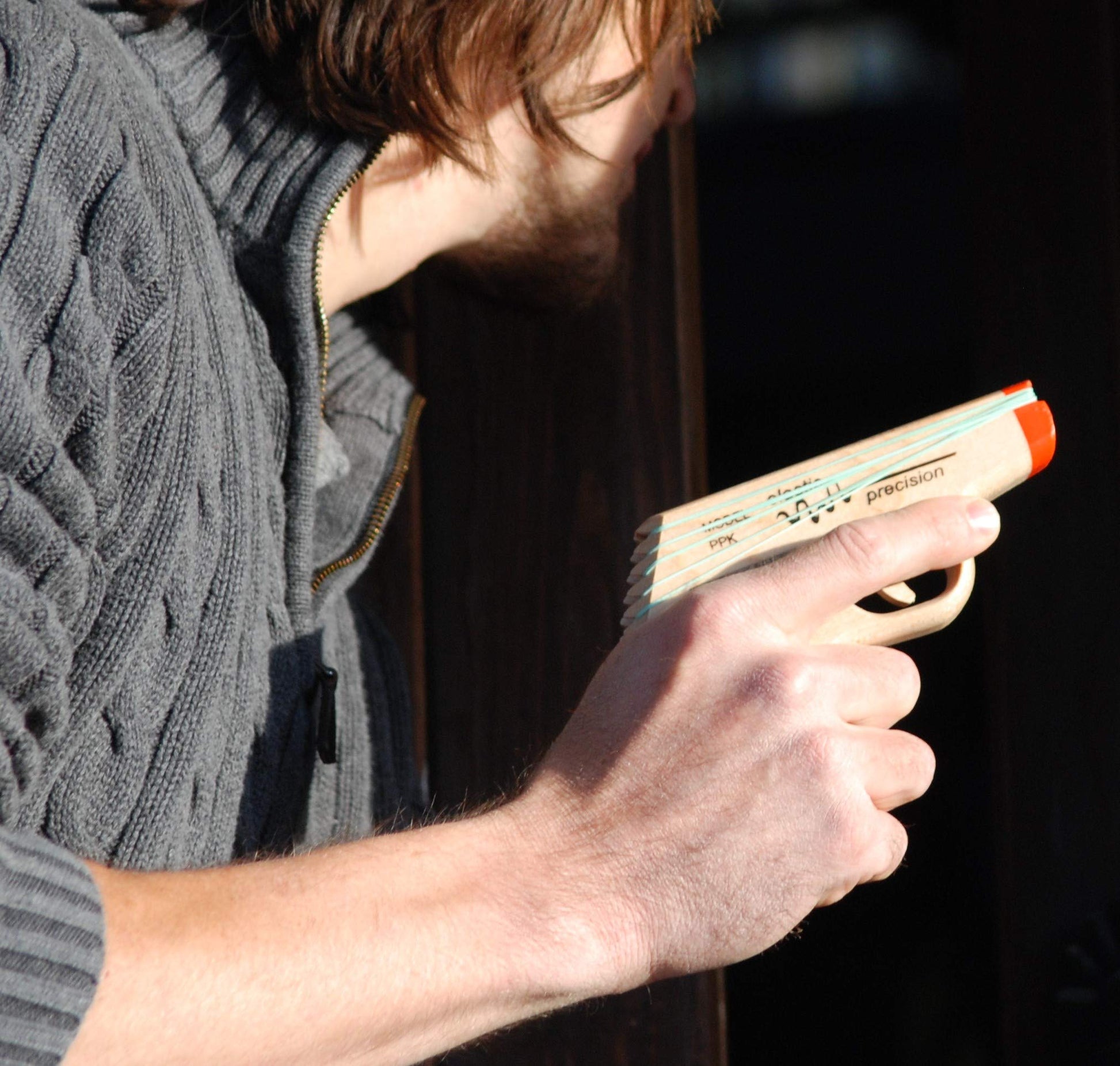 Elastic Precision Model PPK Rubber Band Gun Made from Solid Hardwoods with Rapid-Fire Semi-Automatic Action and Walnut Grips