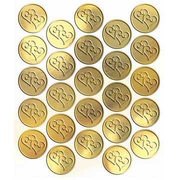 Traditional Gold Twin Hearts Round Metallic Sticker Seals Wedding Party Supply, Paper, 1", Pack of 25