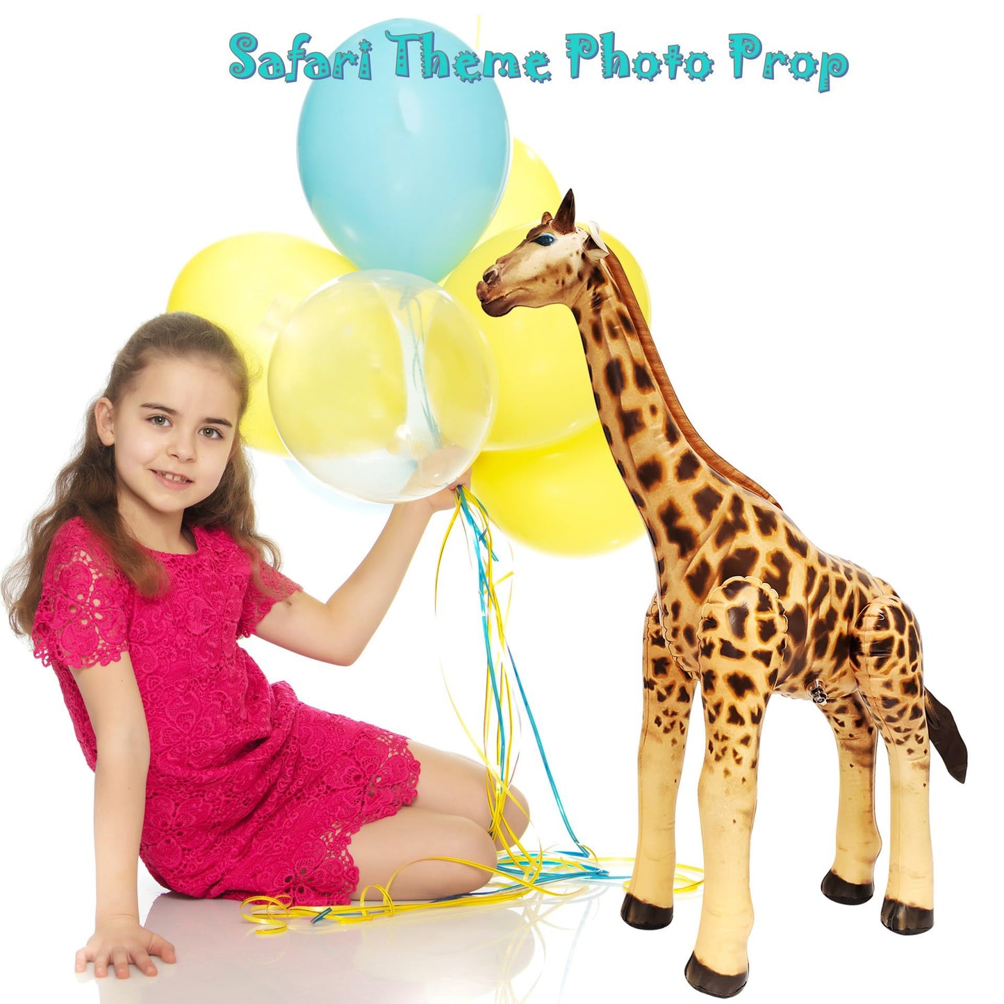 Jet Creations 36" Inflatable Giraffe Toy for Pool Party Decorations & Birthday Gifts - Air Stuffed Realistic Inflatable Wildlife Animals - Indoor