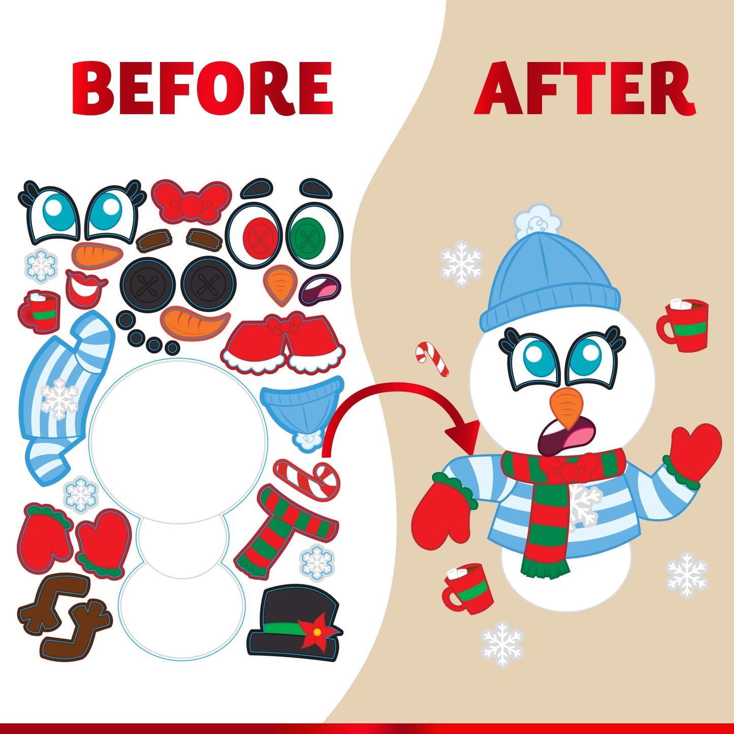 JOYIN 48 Pcs Christmas Make A Face Sticker Sheets Make Your Characters with Santa Santa, Gnome, Reindeer, Snowman, Gifts for Kids School Activities
