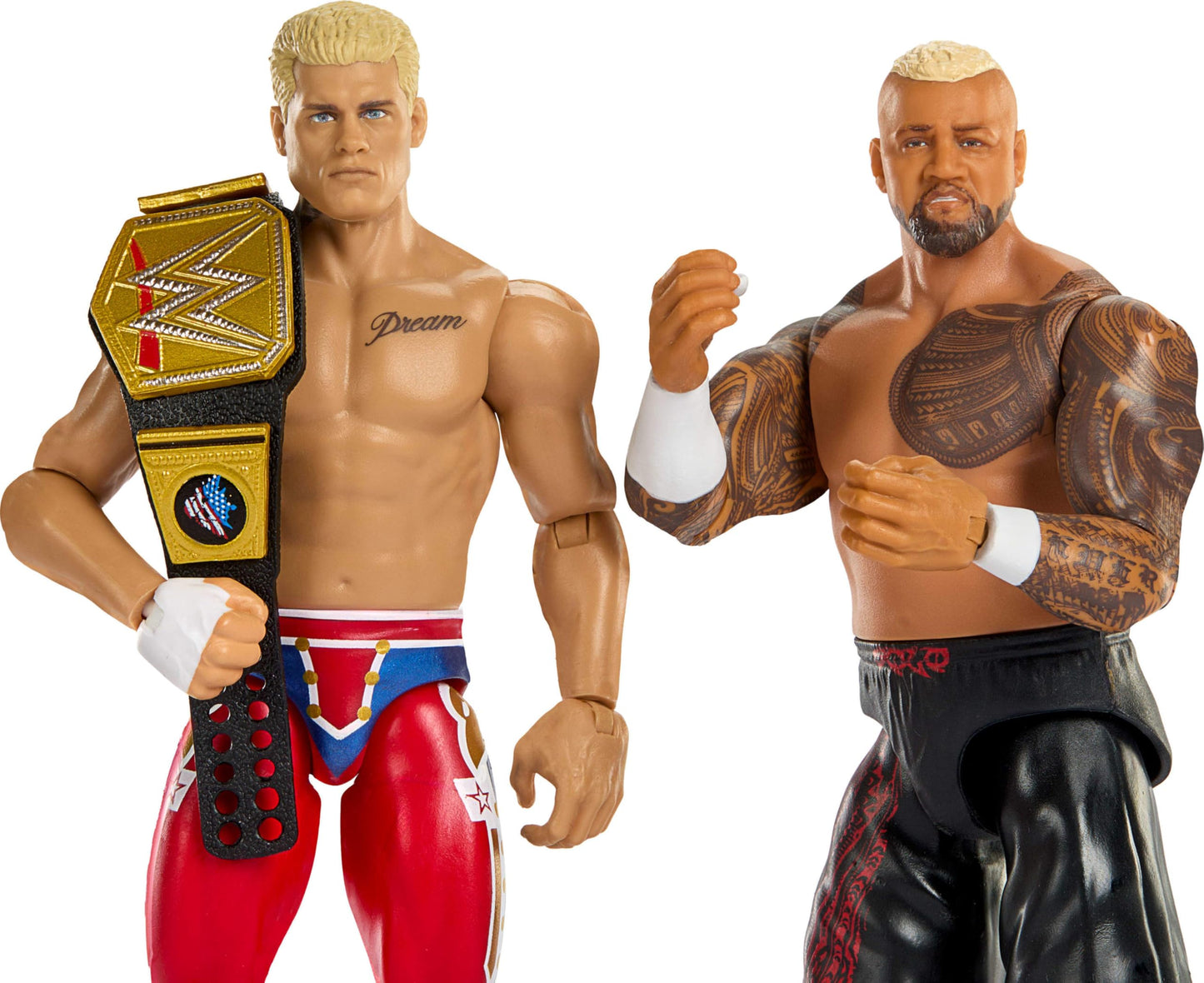 Mattel WWE Main Event Showdown Action Figures 2-Pack with Accessory, Series #24 Cody Rhodes vs Solo Sikoa Collectible Set, 6-inch