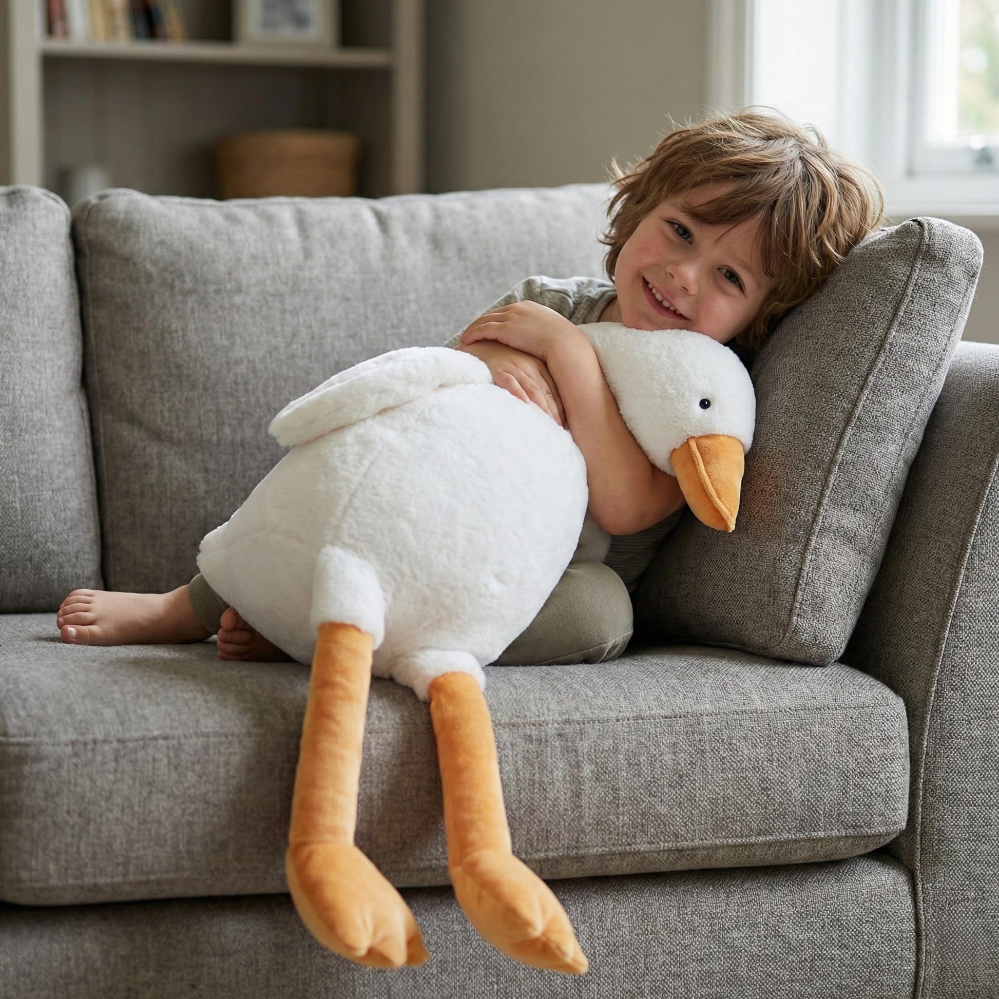 WEIGEDU 30" Large Goose Stuffed Animals Plush Toys Swan Duck for Kids Babies Bedtime Birthday Easter Gifts, Stuffed Goose Throw Plush Pillow Super