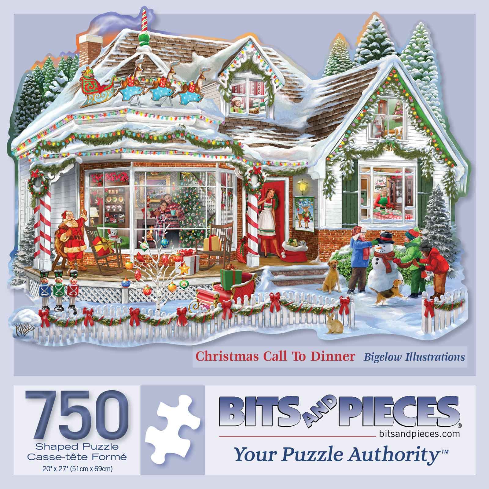 Bits and Pieces - 750 Piece Jigsaw Puzzle for Adults - Christmas Call to Dinner' - Shaped Xmas Jigsaw Puzzle by Bigelow Illustrations, Completed