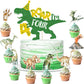 208 Pcs Dinosaur 4th Birthday Party Supplies, Green Dino Roar I'm Four Birthday Decorations, 20 Serves Include Plates, Cups, Napkins, Tablecloth, Cake