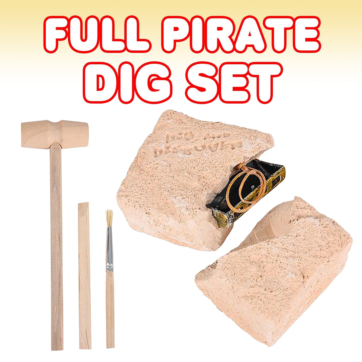 ArtCreativity Pirate Treasure Dig Kit for Kids - Gem Excavation Set with Digging Tools - Interactive Excavating Toys - Great Birthday Gift Idea
