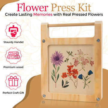 PetalFleur Flower Press Kit for DIY Crafting | Complete Set with Scissors, Utility Knife, Storage Bag, Cardboard & Foam Pads | Perfect for Nature