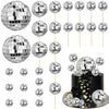 28 PCS Disco Ball Cake Toppers Disco Ball Cake Decorations 70's Disco Cake Centerpiece Decor Disco Theme Cake Picks for Table Decorations Disco 1970s