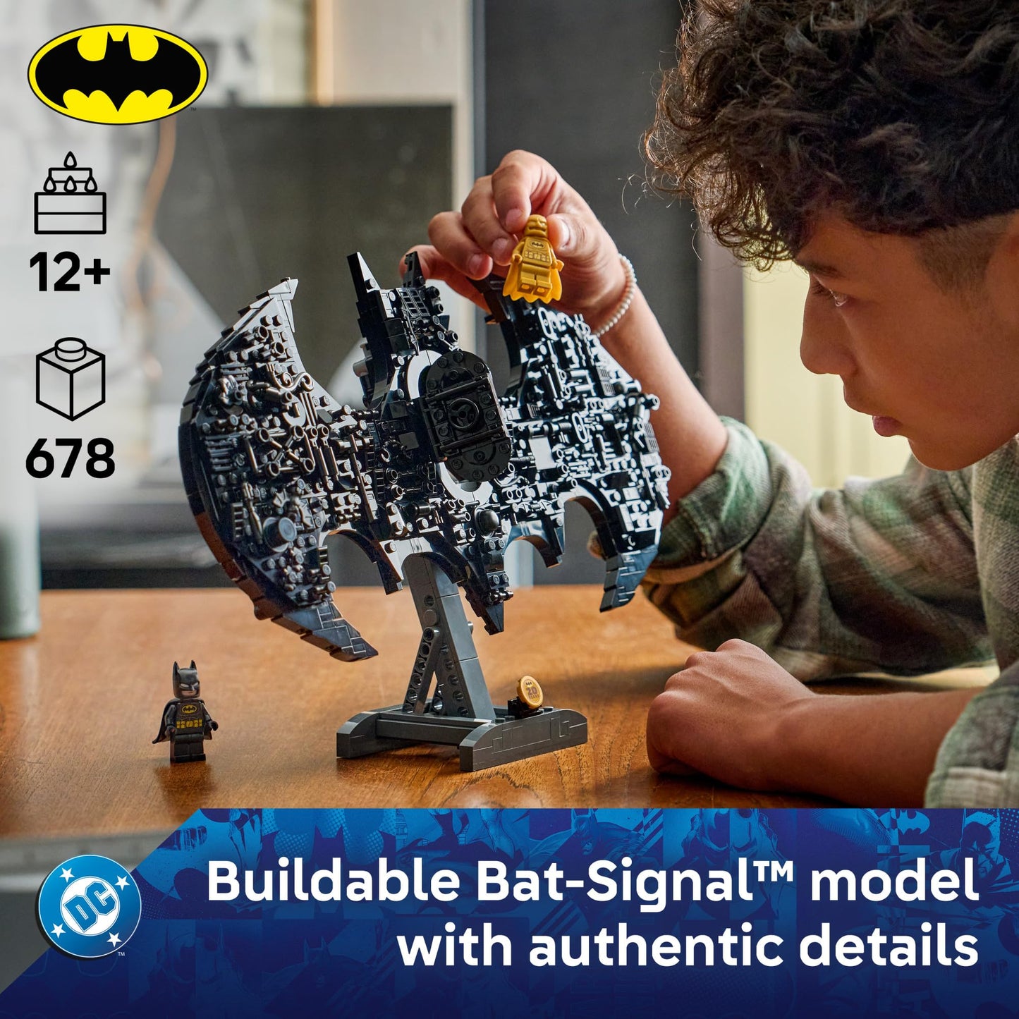 LEGO DC Batman: Batman Logo Building Toy - Super Hero Bedroom Decor for Kids, Boys & Girls, Ages 12+ - with Classic & Golden Batman Minifigures - Gift