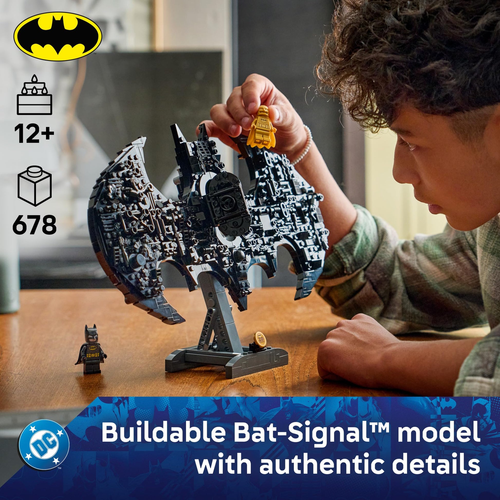 LEGO DC Batman: Batman Logo Building Toy - Super Hero Bedroom Decor for Kids, Boys & Girls, Ages 12+ - with Classic & Golden Batman Minifigures - Gift