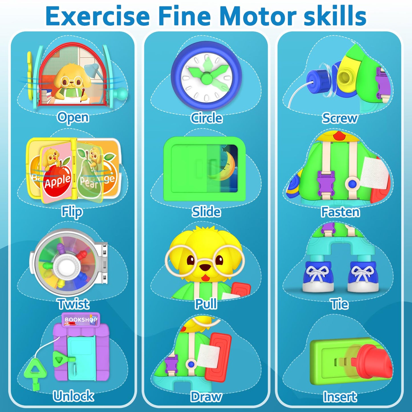 Toddler Toys for 1-2 Year Old Boy, Musical Montessori Busy Board, Early Educational Toy for Toddlers 1-3, Motor Skills Developmental Toy for 12-18