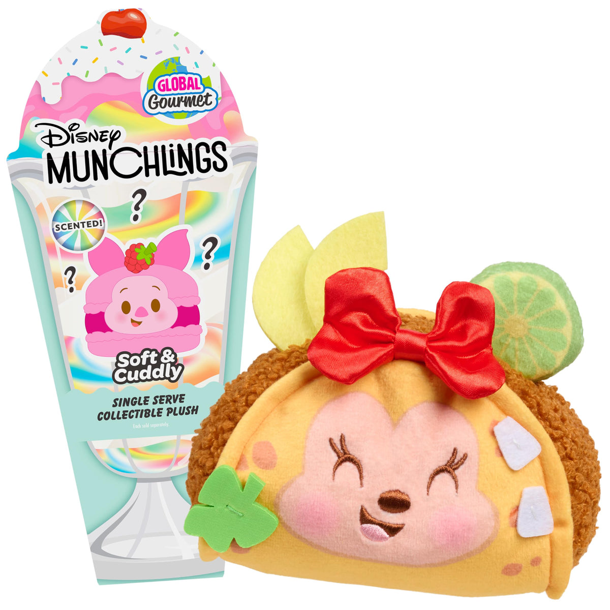Disney Munchlings Global Gourmet Series 2 Limited Collection, Scented Food-Themed Soft Toys, Mystery Blind Box - Includes 1 Plush