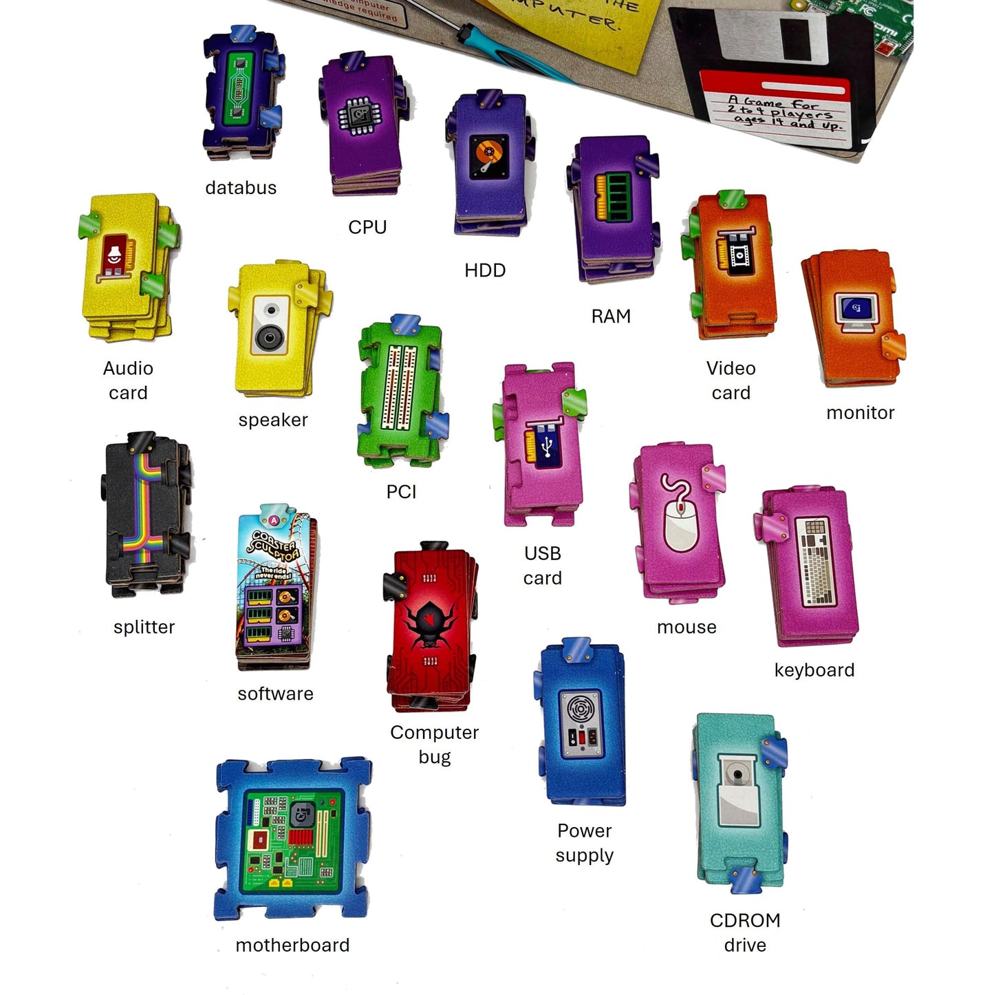 Computer Junkyard Board Game - The Best Computer Game NOT Played on the Computer | Family Strategy Game | Build a Vintage PC | Fun for Game Night |