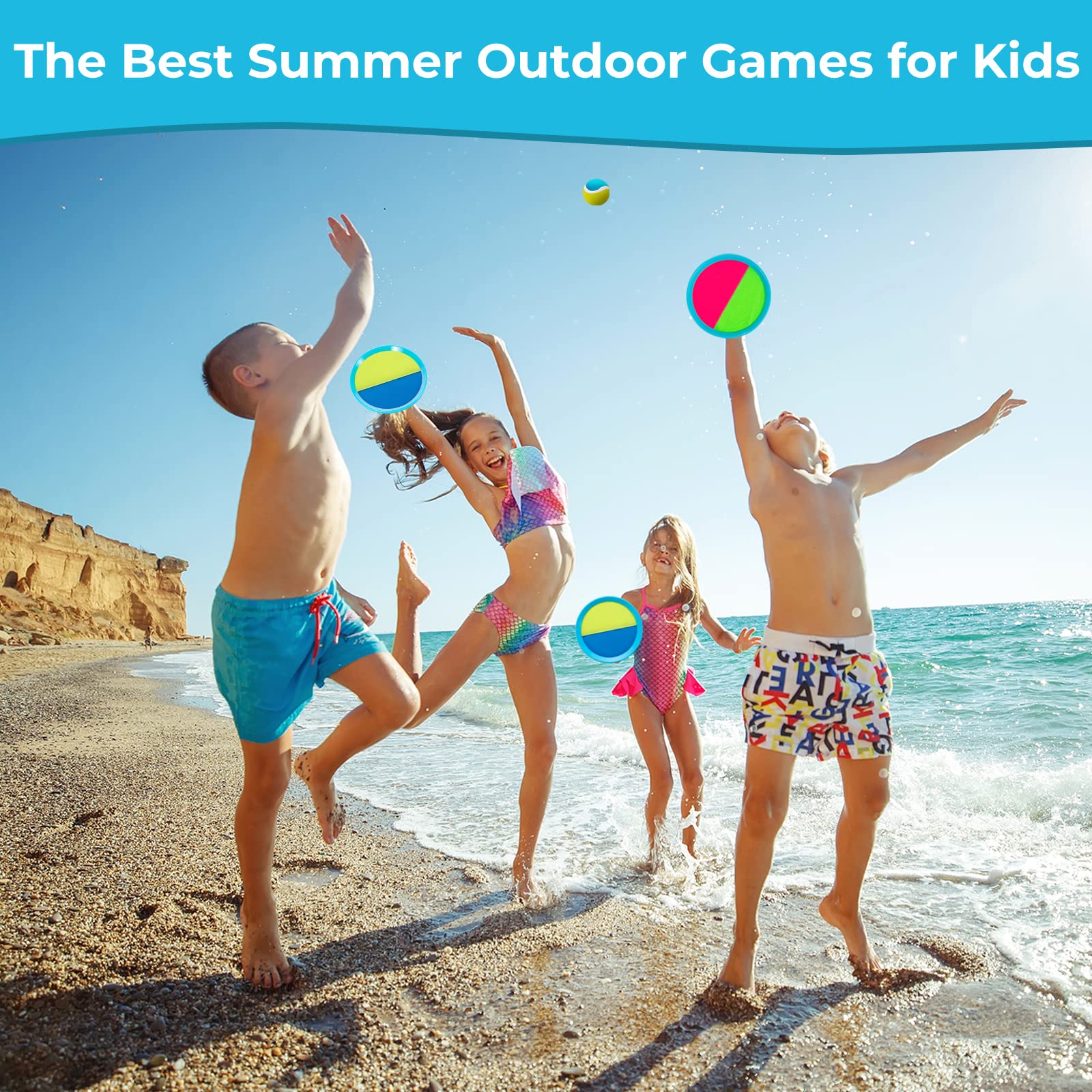 Outdoor Games, Toss and Ball Set, Beach Toys for Kids Ages 4-8, Pool Toys