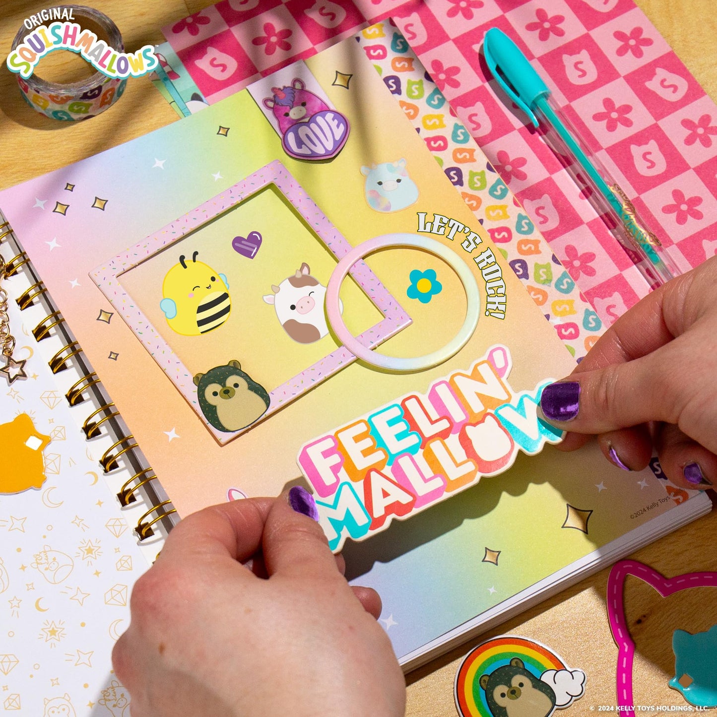 Squishmallows Original DIY Journaling Kit, Includes Craft Supplies Like Cute Stickers for Journaling, Sketch Pad, Cam The Cat Charm, Keychain, Fun