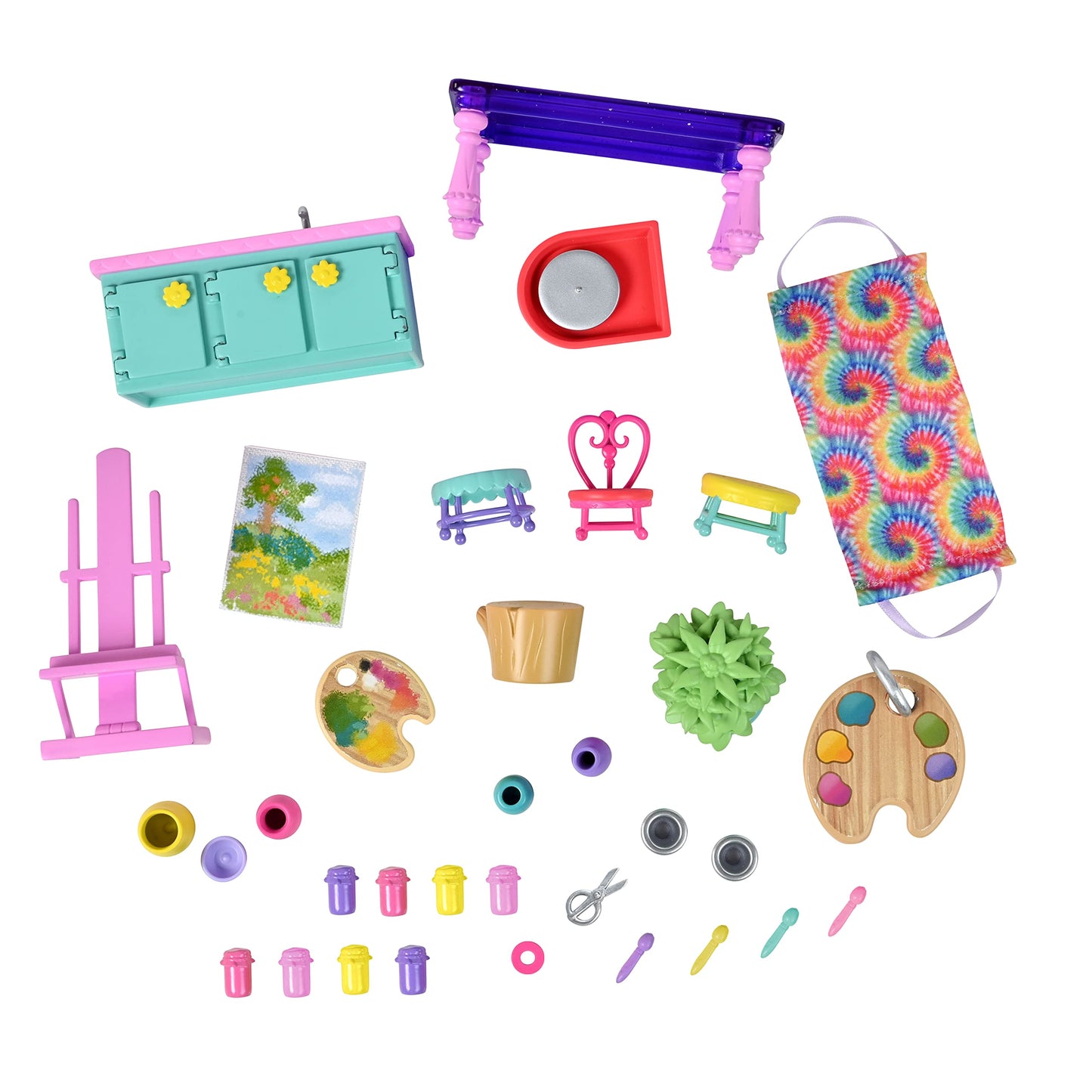 Sunny Days Entertainment Honey Bee Acres Rainbow Ridge Sunburst Art Studio - 50 Furniture Accessories with Exclusive Unicorn Figure | Light Up