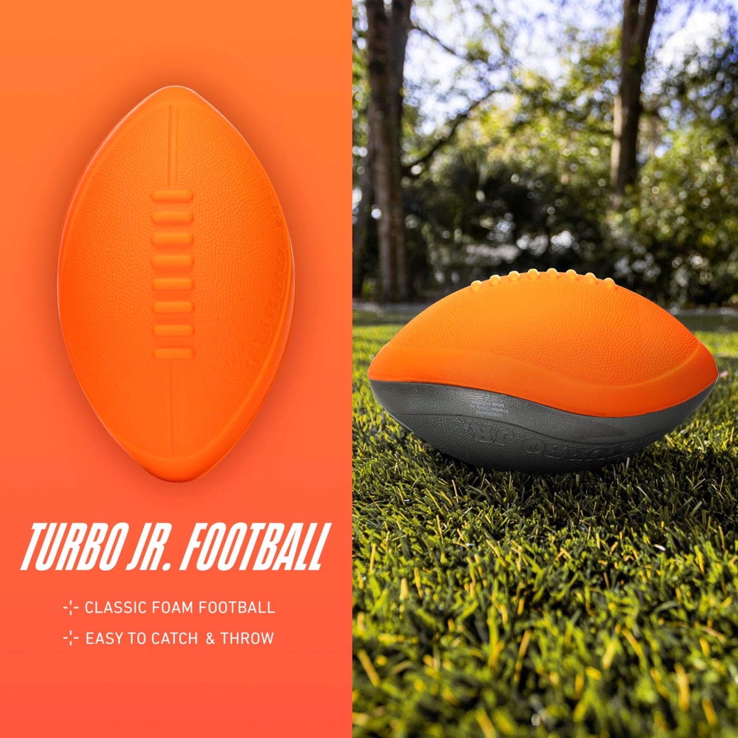 Hasbro NERF Turbo Jr. Kids Foam Football - Classic Foam Football for Kids - Indoor + Outdoor Soft Foam Ball - Kids Mini Soft Foam Ball - NERF Toy