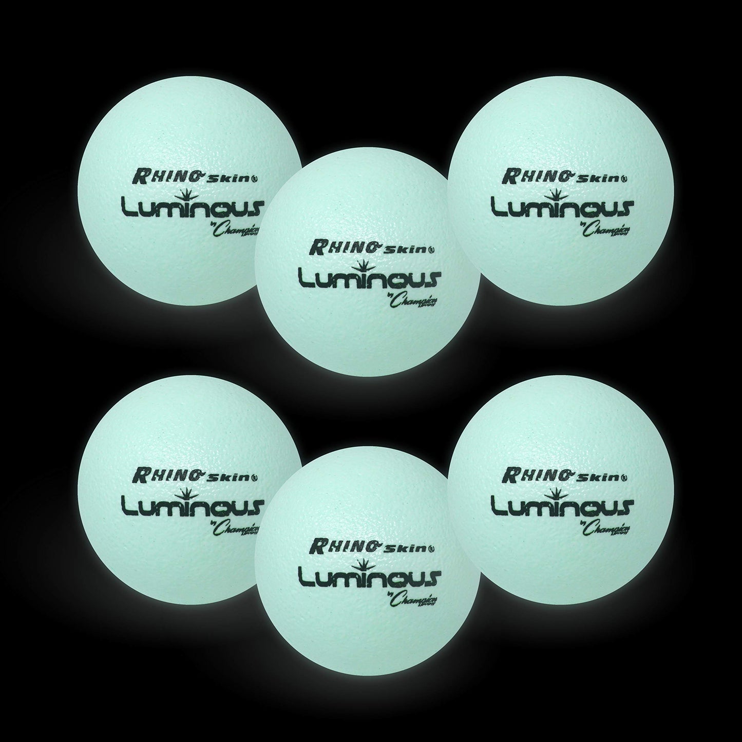 Champion Sports Premium Rhino Skin Dodgeballs with Mesh Storage Bag, Set of 6 - Glow in the Dark Playground Balls for Outdoor Games and Gym Class